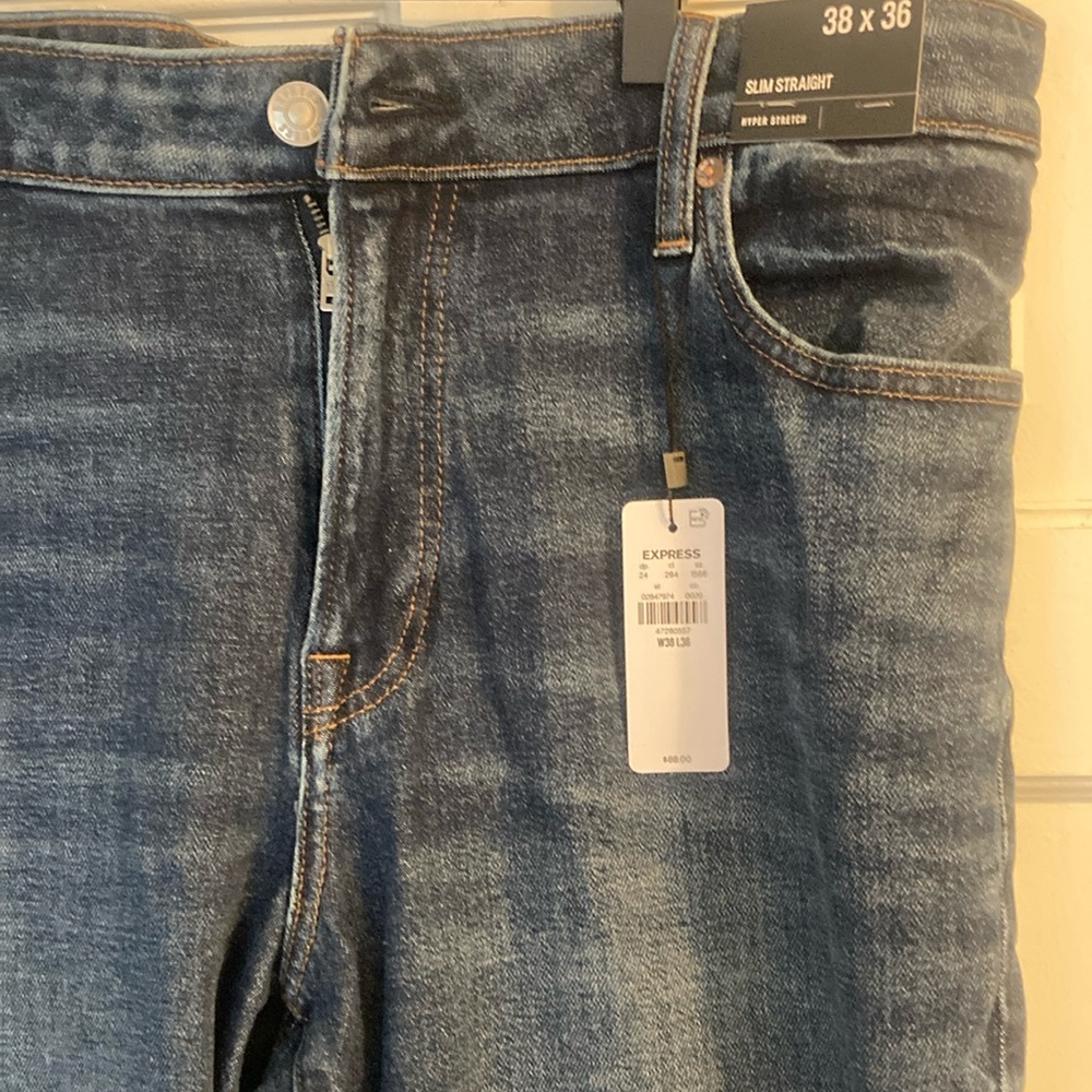 Express Men's Slim Straight Blue Jeans